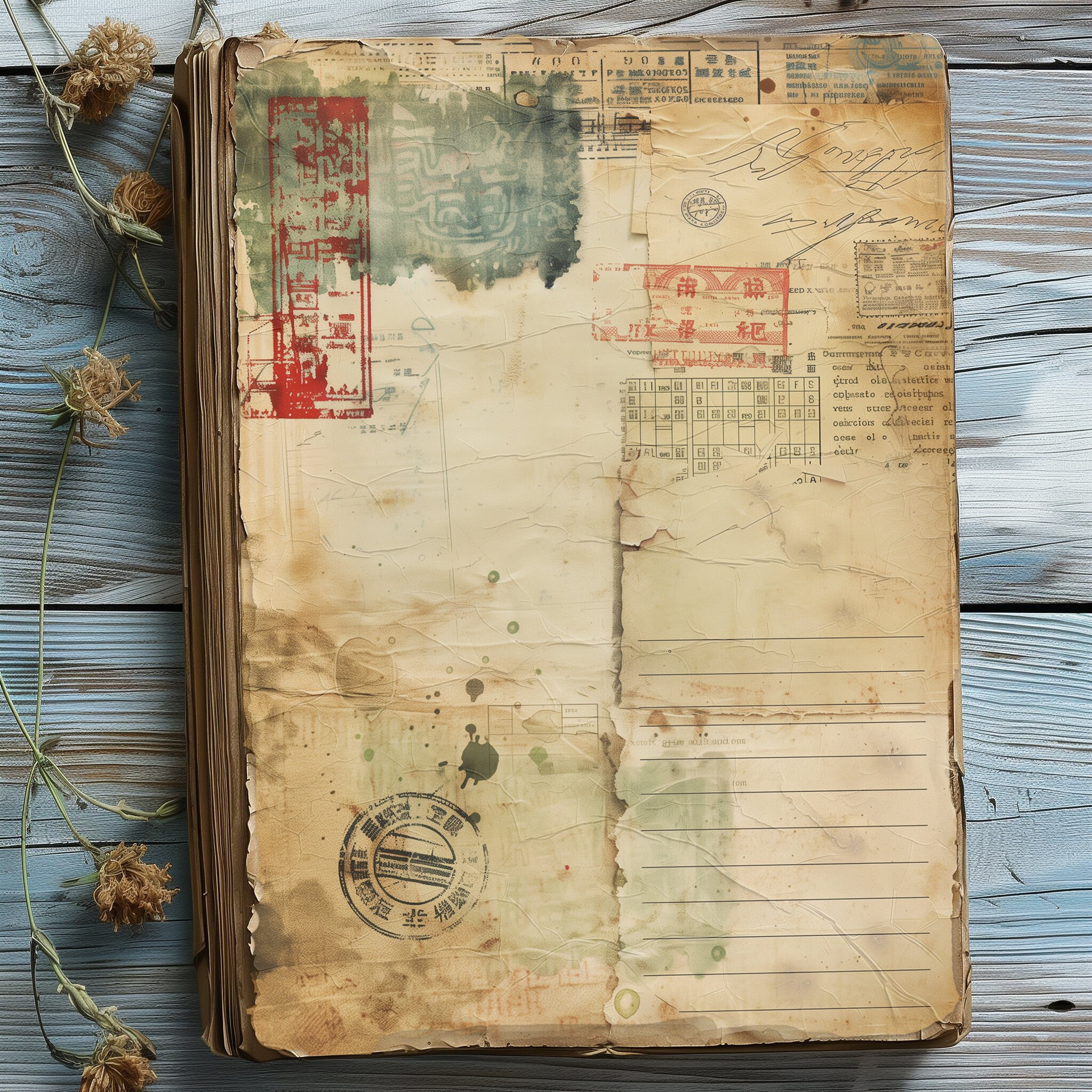 Gritty Pages Gritty Notes 12 Pages Vintage Ephemera Collage Sheet Digital Junk ...
