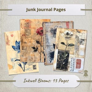 Illustrations vintage de fleurs botaniques Kit d'éphémères de journal indésirable Art imprimable esthétique du vieux monde pour des projets de scrapbooking et d'artisanat