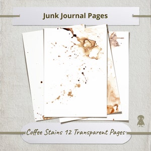 12 Mancha de café PNG transparente Diario basura Ephemera Elementos de álbum de recortes Texturas digitales Fondo Rústico Envejecido Craft Journal DIY Decoración