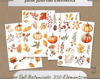 Elegant Junk Journal Kit 22 Unique Art Pages with 350 Diverse Elements Botanical Floral Vintage Scrapbook Crafting Collage Diy Mixed