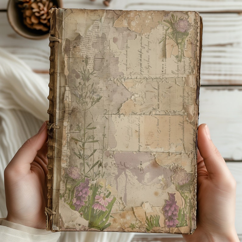 4 Vintage Floral Junk Journal Digital Pages Scrapbooking Supplies ...