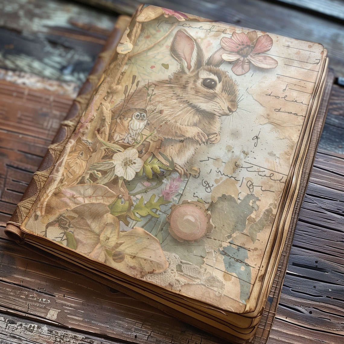 4 Digital Images Vintage-inspired Rabbit Junk Journal Kit Art Scrapbook ...