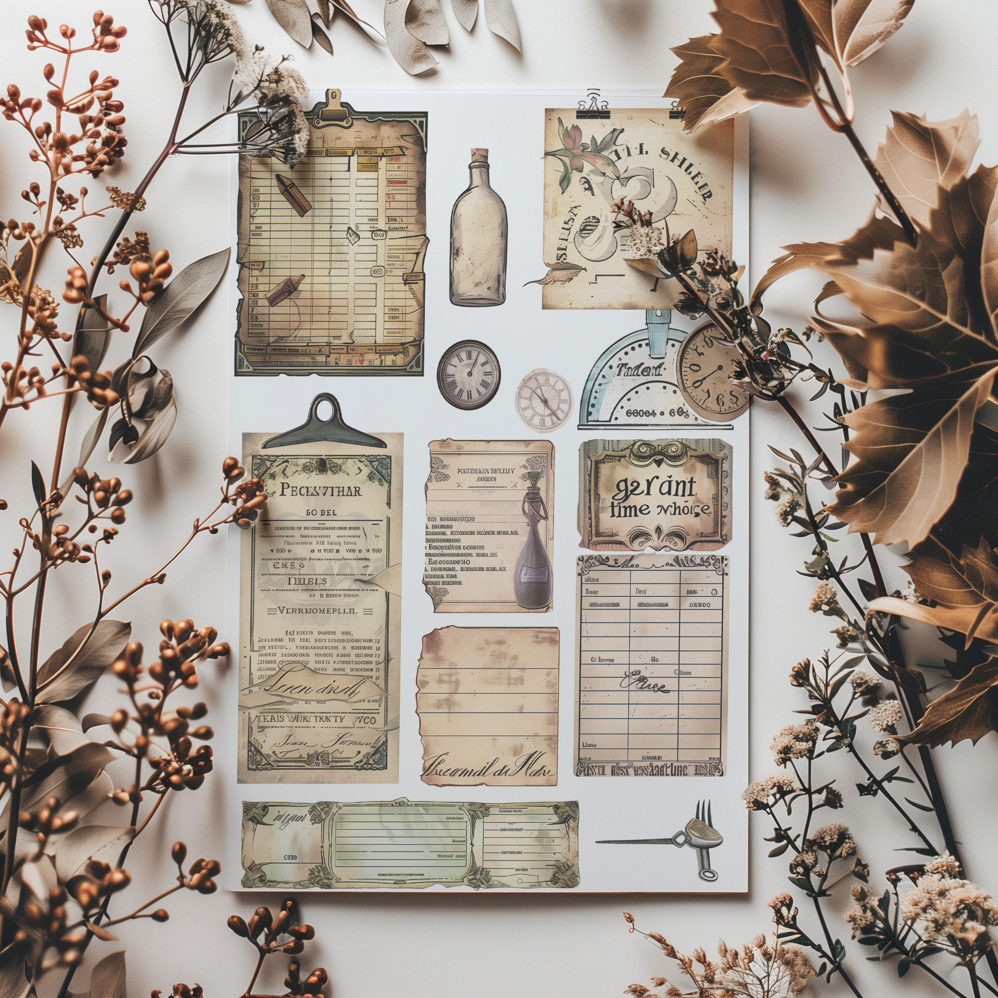 4 Vintage Tags and Labels Set Distressed Numerical Ephemera Junk ...