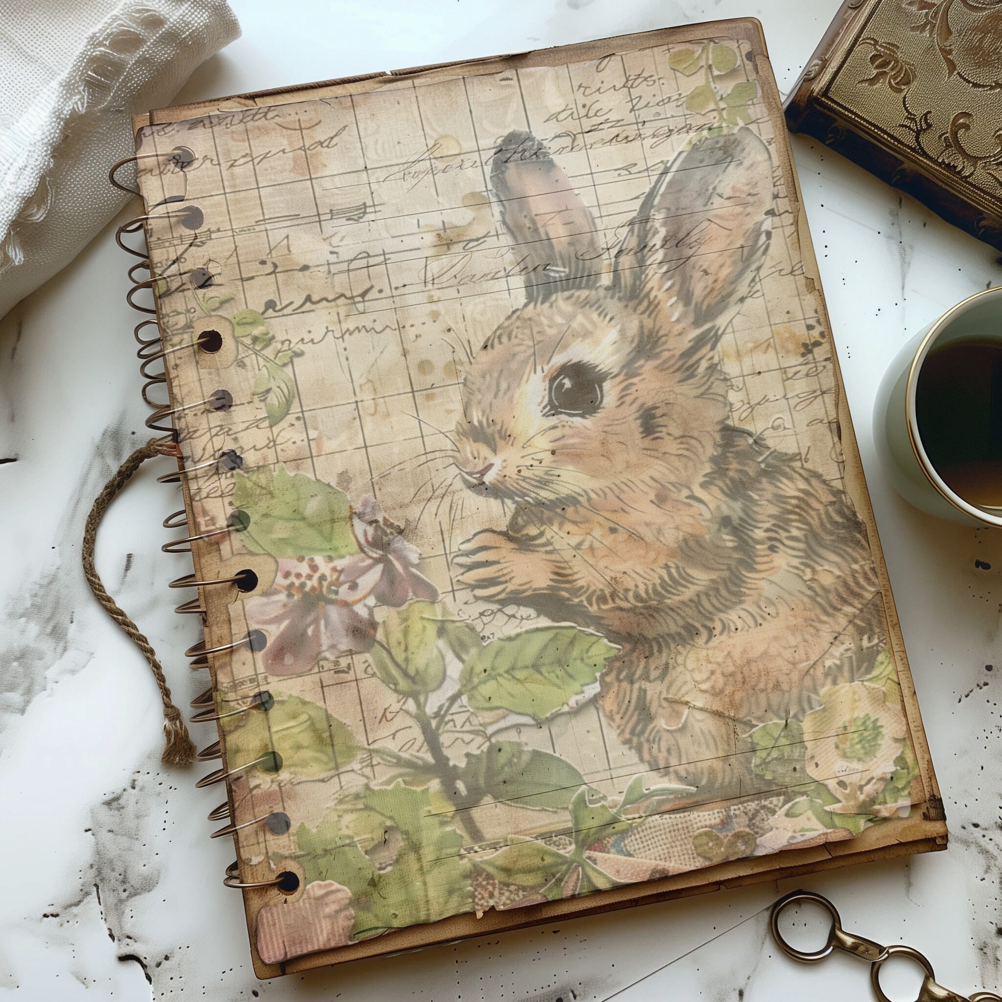 4 Vintage Bunny Pages Junk Journal Beatrix Potter Style Spring Easter ...