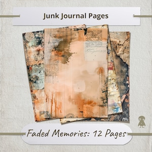 12 Faded Memories Pages Vintage Map and Manuscript Digital Set Weathered Journal Antique Text Ephemera Aged Paper Backgrounds Collection