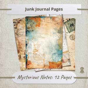 12 Geheimnisvolle Notizen Seiten Abstrakt Junk Journal Ephemera Vintage Collage Kunst Grunge Hintergrund Mixed Media Art Travel Ephemera Sammlung