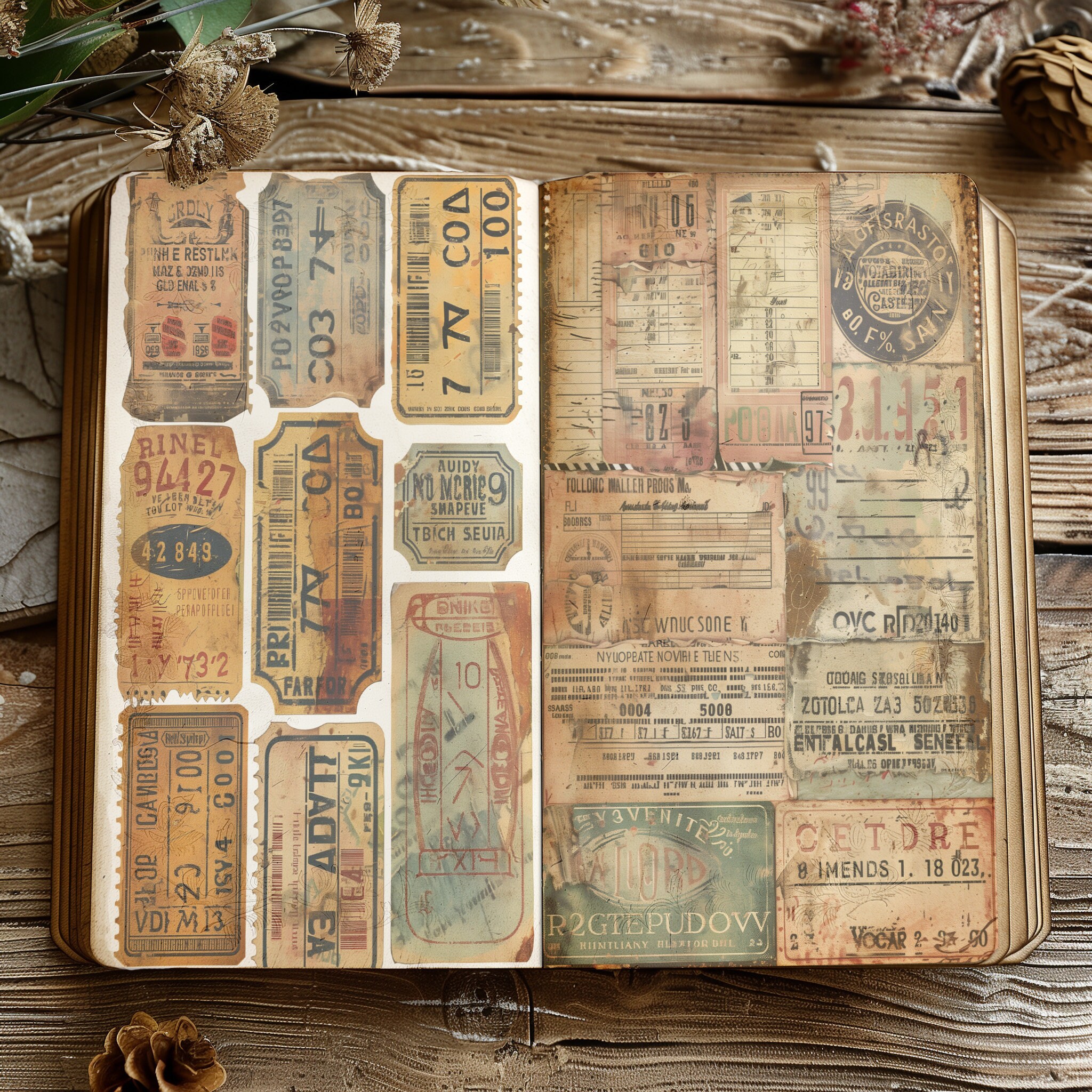 4 Retro Ephemera Digital Collage Sheets Junk Journal Kit Scrapbooking ...