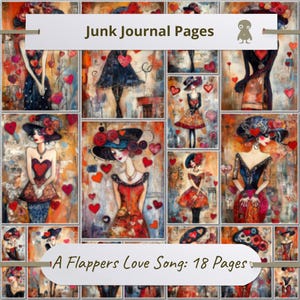 Motif coeur élégant Illustrations de femmes Style vintage Art Déco fantaisiste Impressions murales bohème Designs romantiques Portraits colorés Mode