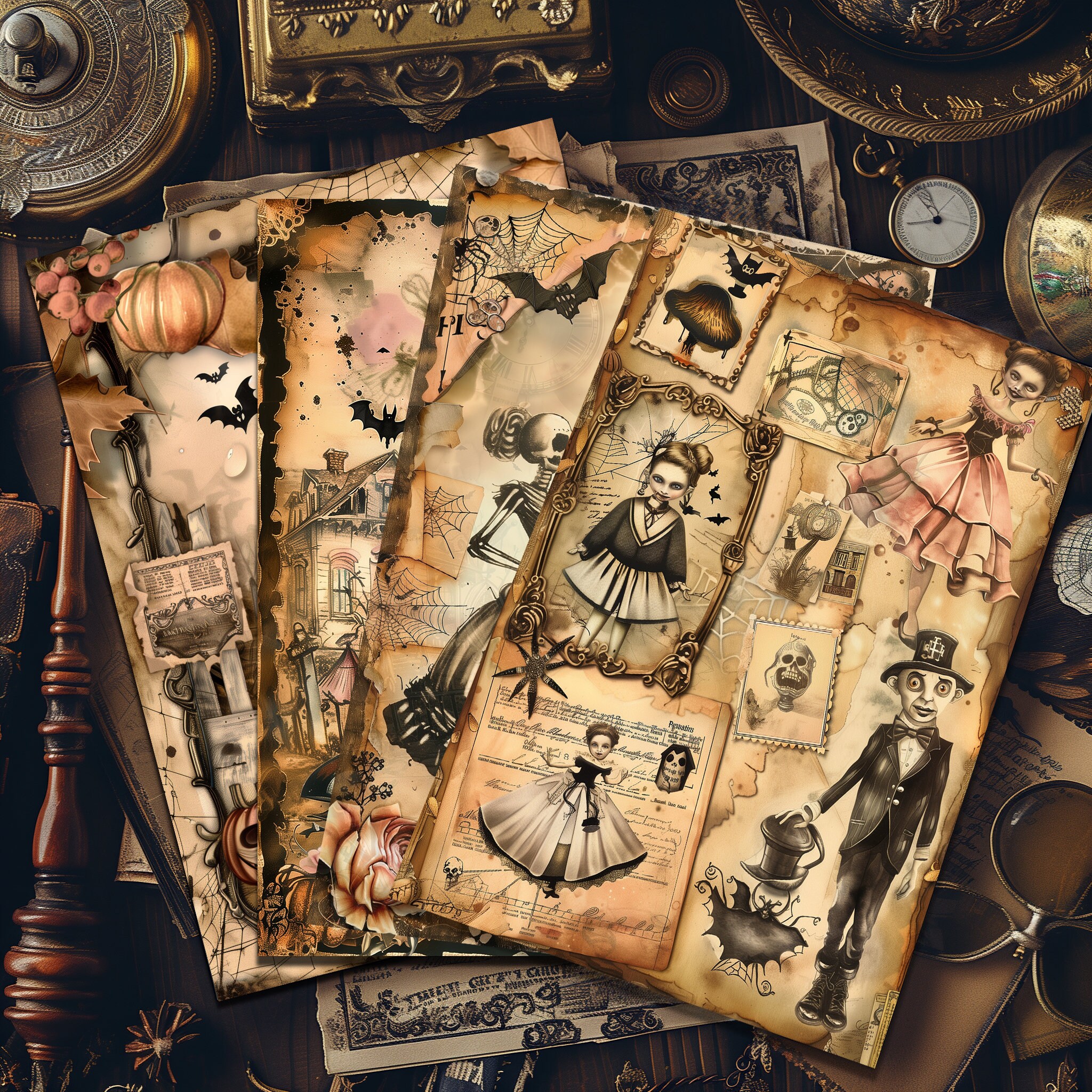 Halloween Gothic Witch Junk Journal Kit With 1 Haunting Illustration ...