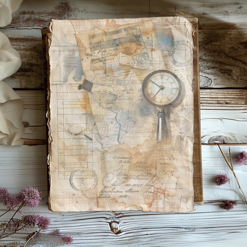 12 Elegant Manuscripts Pages Antique Collage Junk Journal Vintage ...
