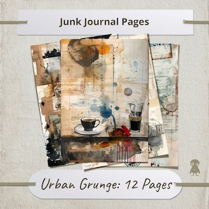 12 stedelijke grunge pagina's vintage ephemera digitale kit antieke manuscript pagina's ongewenste tijdschrift afdrukbare mixed media collageblad oude brief kunst