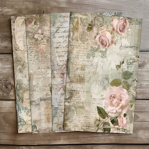 4 roses vintage trésors de l'héritage à imprimer de qualité pour la création et la conservation de la mémoire écriture vintage roses anciennes pour scrapbooking DIY
