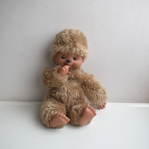 Vintage 11&quot; TIEMI East German Friend Monchichi Monkey DDR 80S Collectible Monkey Doll Rare Thumb Sucking Rubber Face Plush Stuffed Toy Kids