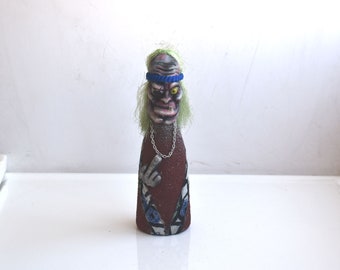 Vintage 20,4 cm en céramique effrayant drôle poupée figurine à collectionner enfants jouet MCM milieu du siècle moderne Heloween pépinière décor