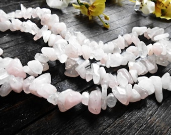 Raw Rose Quartz 8-12 mm 36 inch Chips Beads Cut Rough Pink Gemstone Natural Mineral Gem Strand Nugget Tumbled Irregular Stone Crystal