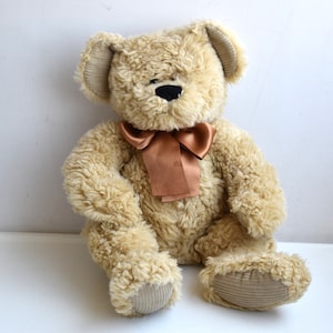 Vintage 15&quot; Uni Toys Teddy Bear Beige Plush Stuffed Soft Toy European Germany Kids Nursery Room MCM Decor Animal Figurine