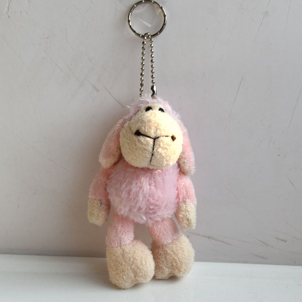 Cute Pink Sheep Lamb Keychain Plush Stuffed Soft Toy Key Chain Gift for Her Car Accessories Aries Zodiac Sign Kids Nursery Room Decor