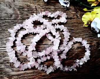 Raw Rose Quartz Chips Beads 5-8 mm 36 inches Cut Rough Gemstone Pebble Natural Pink Mineral Gem Strand Nugget Tumbled Irregular Gems