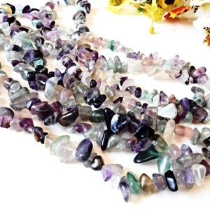 Raw Rainbow Fluorite Chips Beads Cut Rough Gemstone Natural Mineral Gem 8-12 mm 36 inch Strand Nugget Tumbled Purple Irregular Stone Crystal image 1