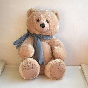 Vintage 18&quot; Bastitoy Teddy Bear Beige Plush Stuffed Soft Toy European Germany Kids Nursery Room MCM Decor Animal Figurine