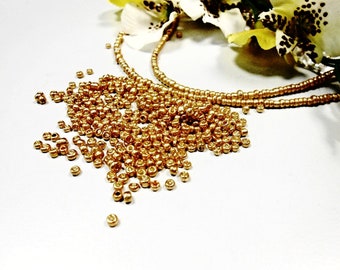 Lot De 205 Perles En Verre Doré 2 Mm à Facettes, Pour Création DIY Et Bijoux