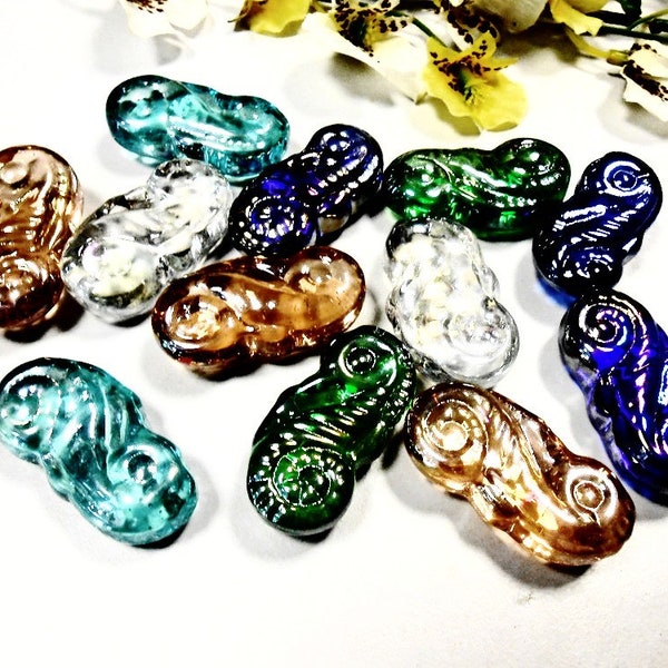 12 Glass Pebble Sea Horse Stained Cabochon Crystal Rainbow Polished Tumbled Nuggets Decorative Stones Mosaic Garden Decor Art Tiles Aquarium