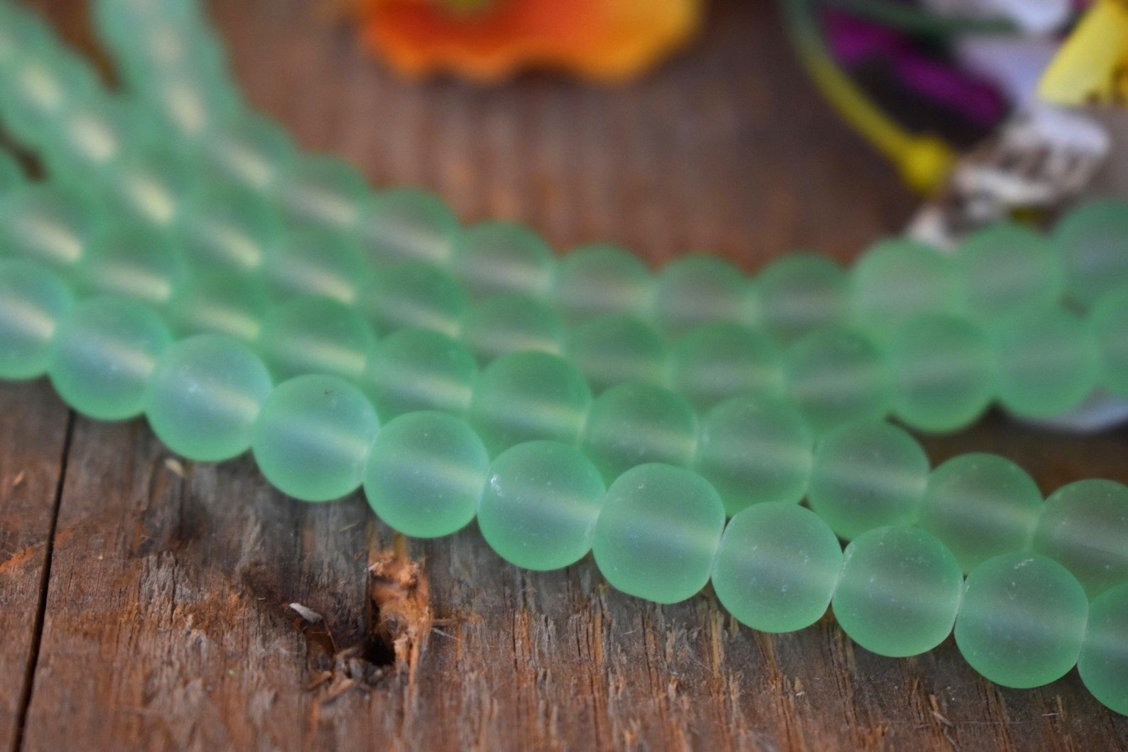 40 Sea Glass Beads 10 mm Light Green Matte Jewelry Making Etsy