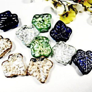 10 Glass Pebble Tree Leaves Stained Cabochon Crystal Rainbow Polished Tumbled Nuggets Decorative Stones Mosaic Garden Decor Tiles Aquarium