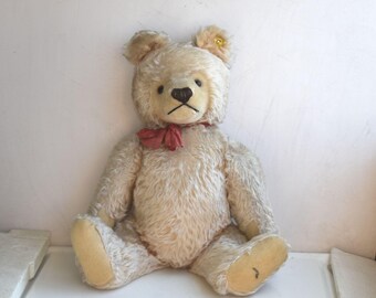 Osito de peluche vintage STEIFF 0201/51 de 20" con articulaciones de mohair, juguete de decoración para habitación infantil europea, figura de animal de MCM