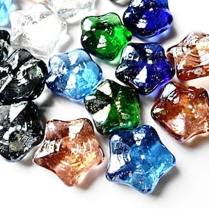 12 Glass Pebble Stars Stained Cabochon 35 mm Crystal Rainbow Polished Tumbled Nuggets Decorative Stones Multicolor Mosaic Garden Decor Tiles
