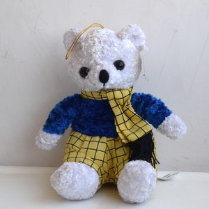 Vintage 9 &quot; Stelly Langenhagen White Teddy Bear Plush Stuffed Soft Toy European Germany Kids Nursery Room MCM Decor Animal Figurine