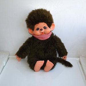 Vintage Large 18&quot; Monchhichi Monkey Thumb Sucking Rubber Face Plush Stuffed Toy Monchhichi Sekiguchi Made in Japan Kids Nursery Decor
