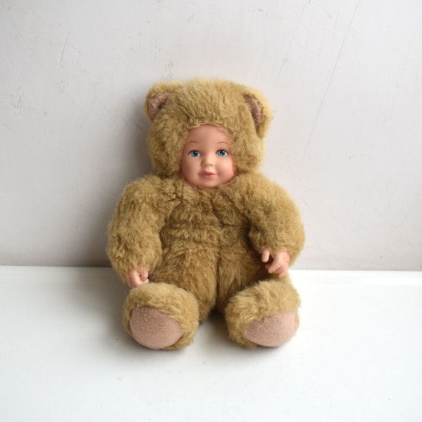 Vintage 8" Anne Geddes Baby Teddy Bear Doll Plush Stuffed Rubber Face and Arms Doll Nursery Kids Decor Toy