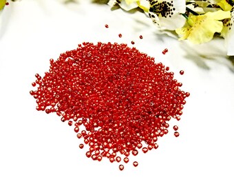 20 g Red 2 mm Glass Seed Bead Transparent Scarlet Round Rocailles Preciosa Czech Handmade Jewelry Craft Making Embroidery Art Weaving Supply