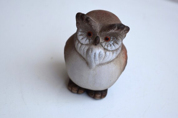 ヴィンテージ フクロウ 粘土 置物 陶器 鳥 動物 小さな彫像 子供用 