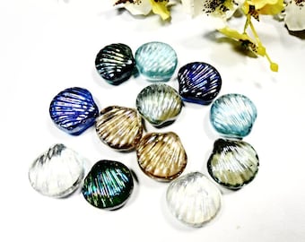 12 Glass Pebble Sea Shell Stained Cabochon Crystal Rainbow Polished Tumbled Nuggets Decorative Stones Mosaic Garden Decor Tiles Aquarium