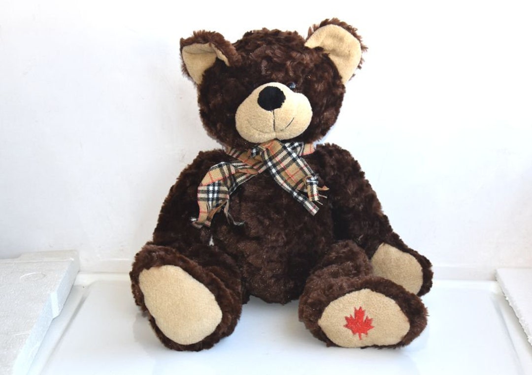 Vintage 20" Brown Teddy Bear With Scarf Plush Stuffed Soft Toy European ...
