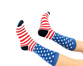 4th of July Socks / American / Patriotic Stars and Stripes / Red White Blue