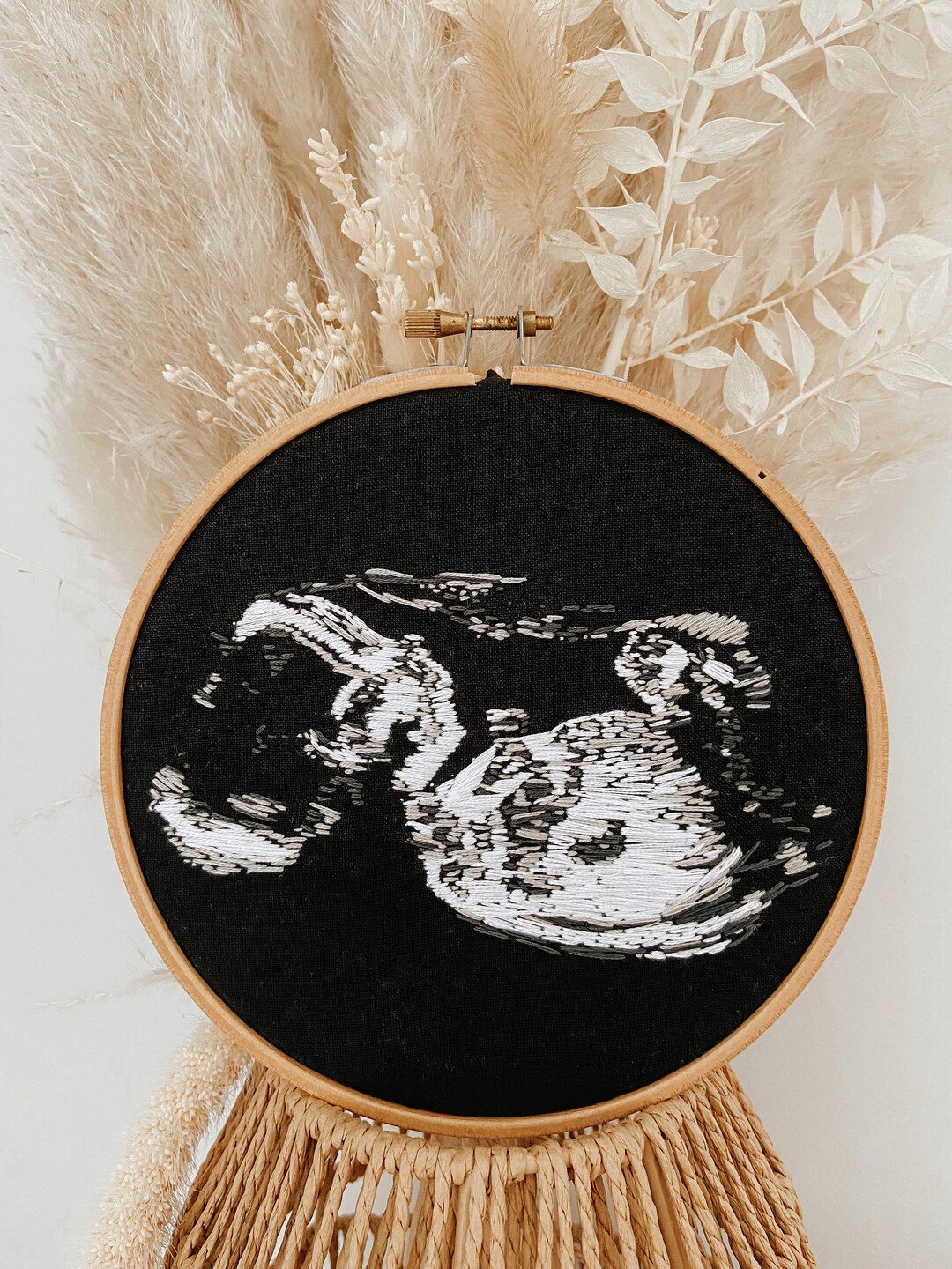 Embroidered Baby Scan Baby Scan Keepsake Sonogram Handmade Stitched