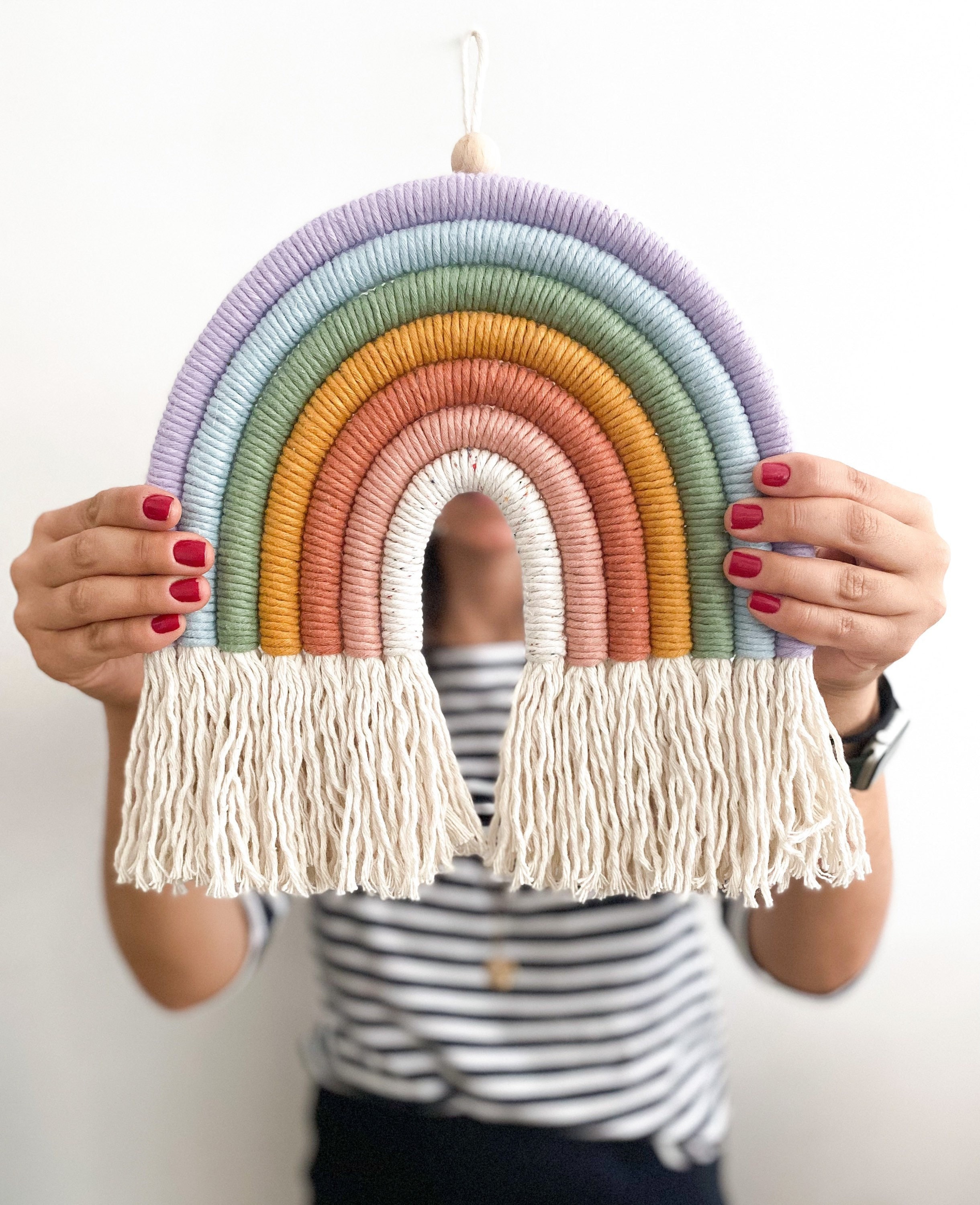 Extra Large Pastel Rainbow Fibre Wall Hanging Macrame Kids Decor Nursery  Bedroom 