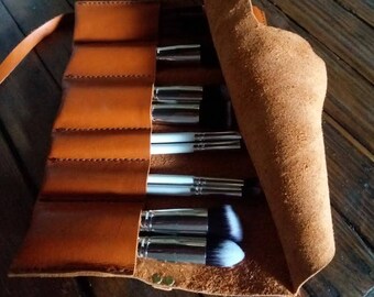 Leather Makeup Brush Roll Pencil Organizer Brush Organizer Leathter Brush Rolls Travel Organizer Leather Brush Case Tool Bag