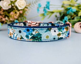floral girl dog collar/ rifle paper co collar/ flower female dog collar/ cotton steel collar/ large small medium dog collar/ puppy collar