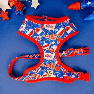 Patriotic usa dog harness vest/ boy girl dog harness/ independence day 4th of july harness/ small medium puppy harness/ memorial day harness