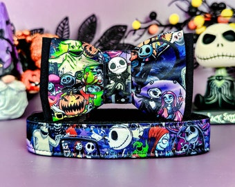 Halloween nightmare dog collar bow tie/ spooky ghost dog collar/ Jack O Lantern pumpkin dog collar