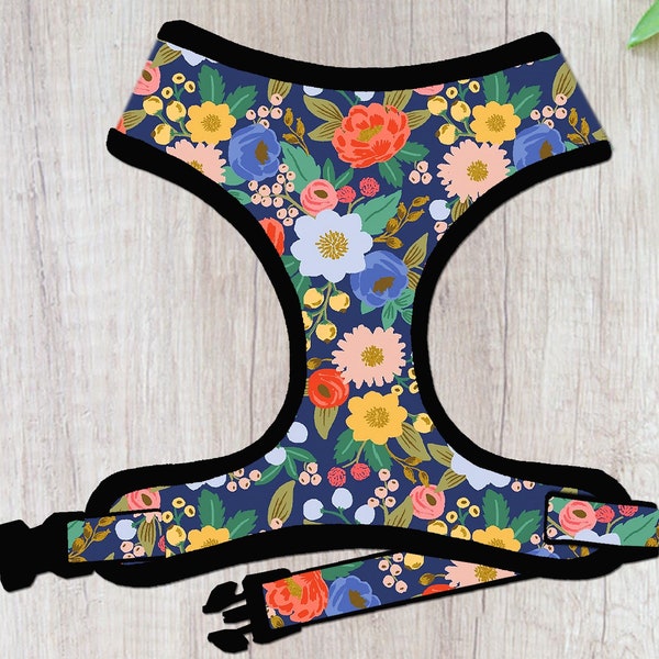 Rifle paper co floral dog harness/ summer flower dog harness vest/ spring girl dog harness/ small medium winter harness/ rose fall harness