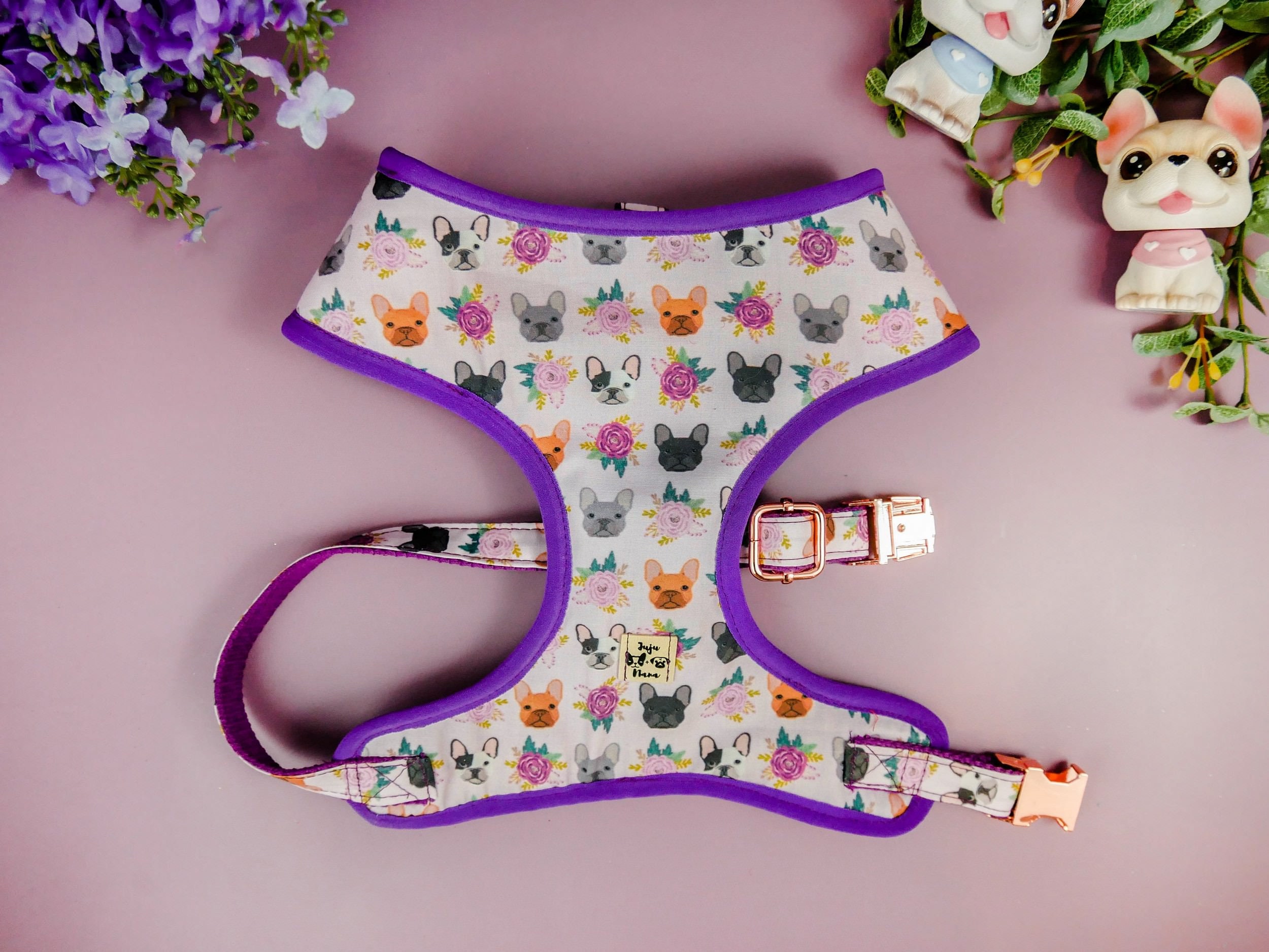 Frenchie Duo Reversible Harness - Pink Drip Skull