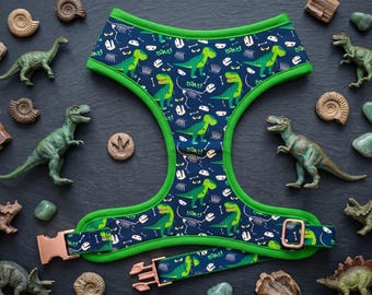 Dinosaurier T-Rex Hundegeschirr Weste / süßes Hundegeschirr Junge / kleines Hundegeschirr / weiches Stoff schwarzes Hundegeschirr
