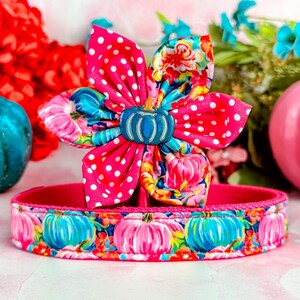 Collar de perro otoñal con flores/collar de perro con diseño de calabaza/collar de perro con temática de Acción de Gracias/collar de perro con motivos florales otoñales/collar de perro grande y pequeño