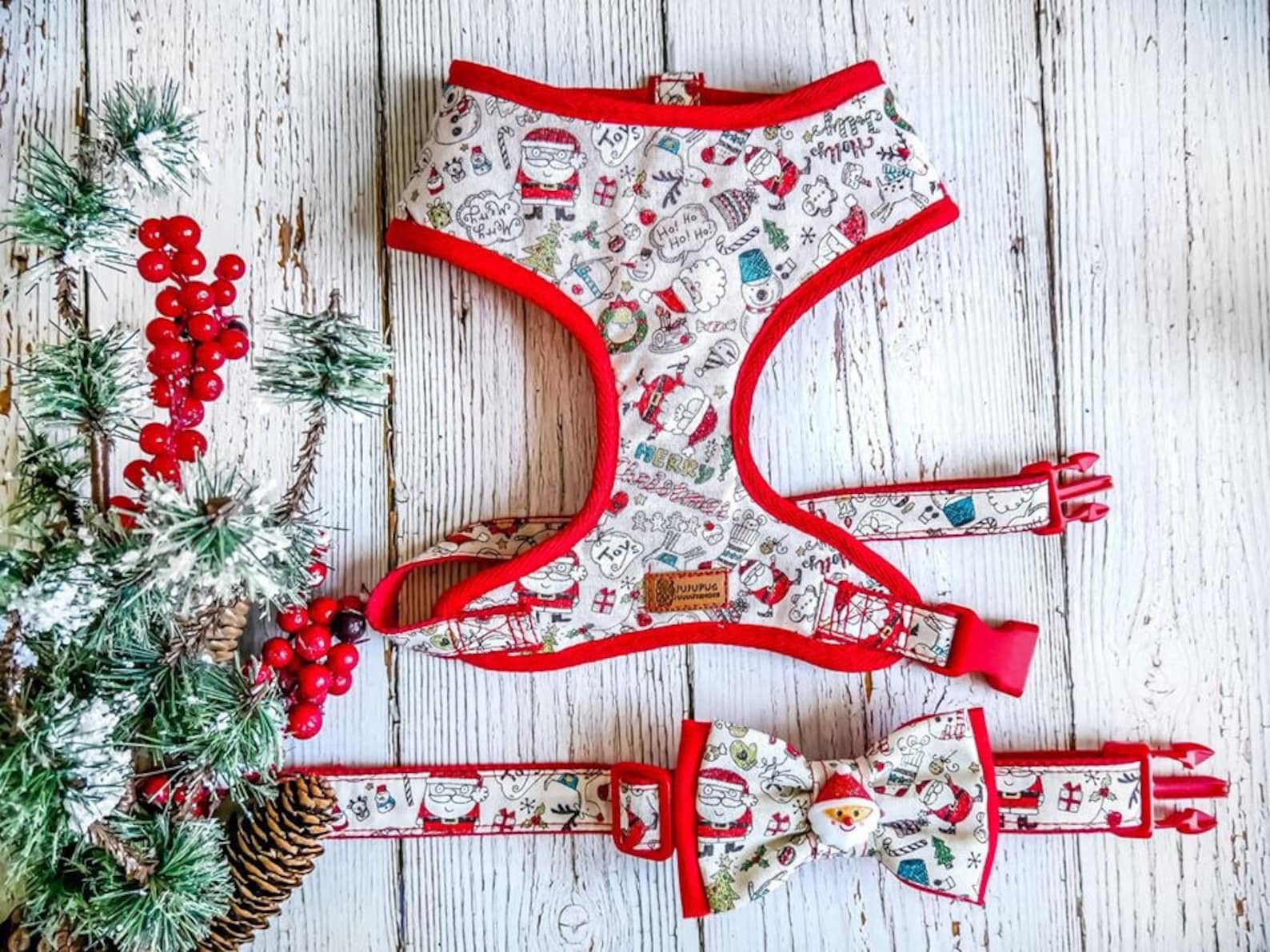 Christmas Santa Dog Harness Vest Smal Medium Dog Harness Boy Etsy