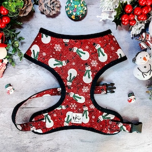 Christmas glitter snowman dog harness/ boy girl dog harness vest/ cute harness/ winter holiday dog harness/ puppy small medium dog harness